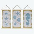 Youngs Wood & Bamboo Nautical Wall Scrolls Accent, Assorted Color - 3 Piece 61679